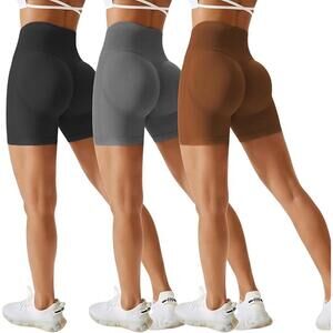 Source Unknown High-Waist Seamless Athletic Shorts — Black, Gray, Brown